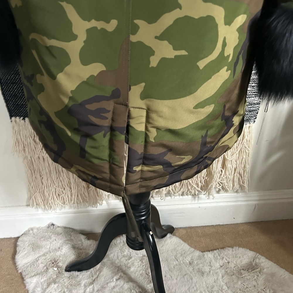VOLARE New York Camouflage fox fur jacket army green and black size S NWT - Picture 11 of 16
